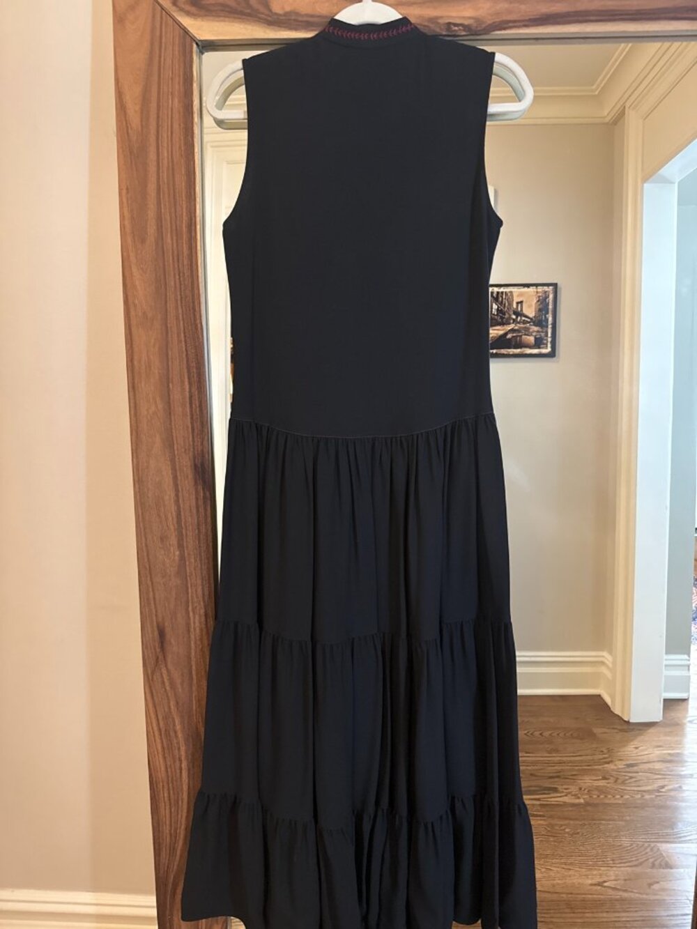 Chloé Black Tiered Maxi Dress Whipstitch Embroidery Size 36 FR